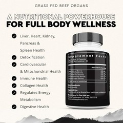 2 bottles of ancestral supplements,grass fed beef organ supplements,180capsules-