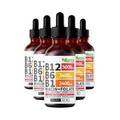 (5-Pack) Vitamin B12 and B6 Drops – High Quality Daily Vitamin B Blend Liquid Dr