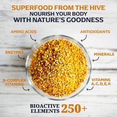 100% Pure Bee Pollen Granules 6 oz – Raw Natural Energy Boost, Immunity Support,