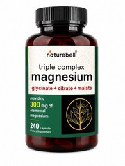 NatureBell Magnesium Glycinate Citrate Malate 300mg 240 Caps Sleep Calm