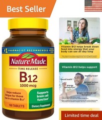 Vitamin B12 1000 mcg Time Release Tablets – 160 Count for Energy Support
