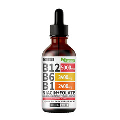(1-PACK) Vitamin B12 Liquid Supplement Dropswith B6, B1, Niacin & Folate -Edible