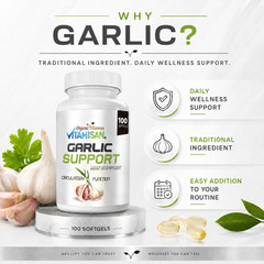 Garlic formula extract 5000 aged 100 soft gels capsules pills soft made in Usa