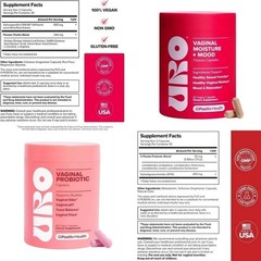 1-3PACK URO Health Bundle Vaginal Moisture & Mood 60ct + Vaginal Probiotics 60ct