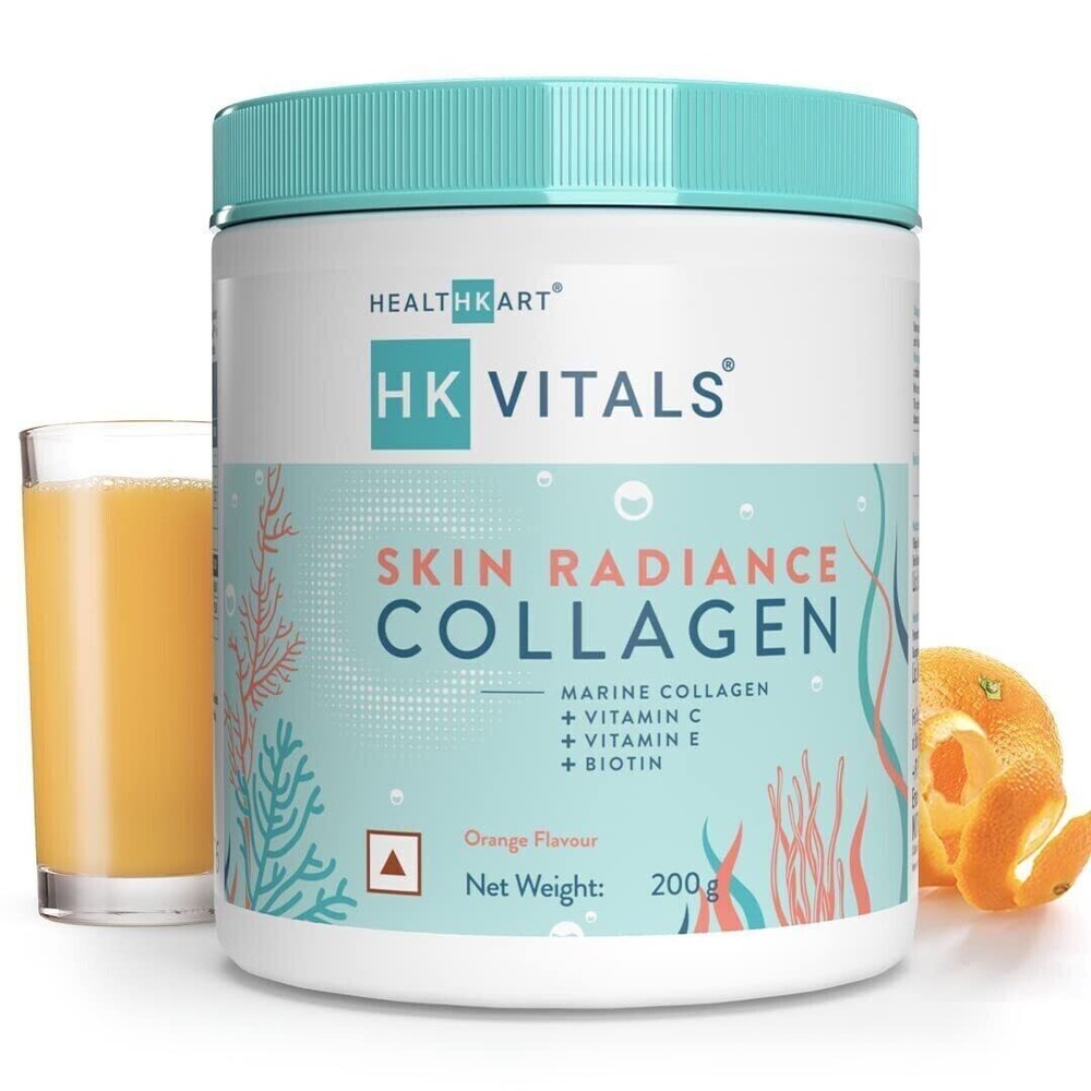 HealthKart HK Vitals Skin Radiance Collagen Powder 200gm (Orange Flavor) UNISEX