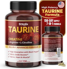 Taurine with Creatine, L-Arginine, L-Citrulline High Absorption with Black