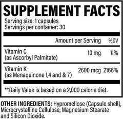 Revive MD Vitamin K2 2600mcg + Vitamin C 30 Vegetarian Capsules New