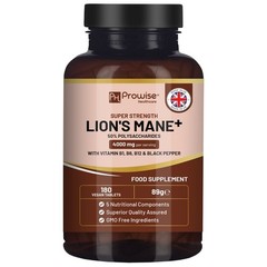 Super Strength Lions Mane Mushroom 4000mg Vitamin B1 Made in UK 50% Polysacchrid