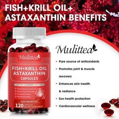 Antarctic Krill Oil Softgels Fish Oil Omega-3 Complex, EPA, DHA & Astaxanthin