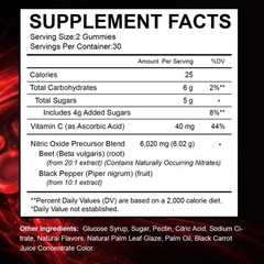 Nitric Oxide Beet Root Gummies | With Vitamin C | 60 Count | Natural Energy