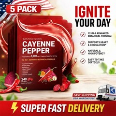 Cayenne Pepper Softgels Supplement, Supports Leg Vein, 240 Softgels /5 Bag US