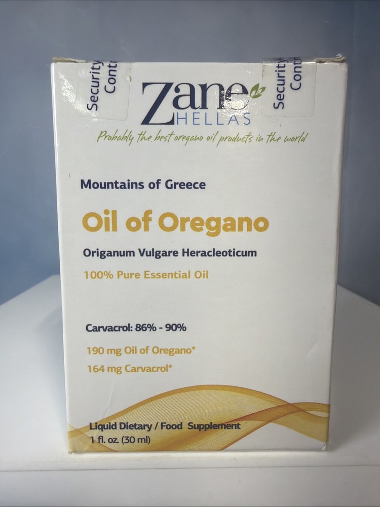 Zane Hellas 190 Mg Oregano Oil-164 Mg Carvacrol per Serving-4 Drops Daily. 100%