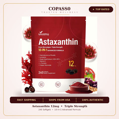 Astaxanthin 12mg 240 Softgels, 4 Month Supply,Triple Strength,Non-GMO,Eye Health