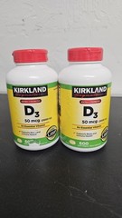 2 Bottles Kirkland D3 50 Mcg An Essential Vitamin 600 Softgels Exp 2028 US