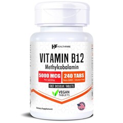 HealthFare Vitamin B12, 5000 mcg Fast Dissolve 240 Tabs, NonGMO – Gluten-Free