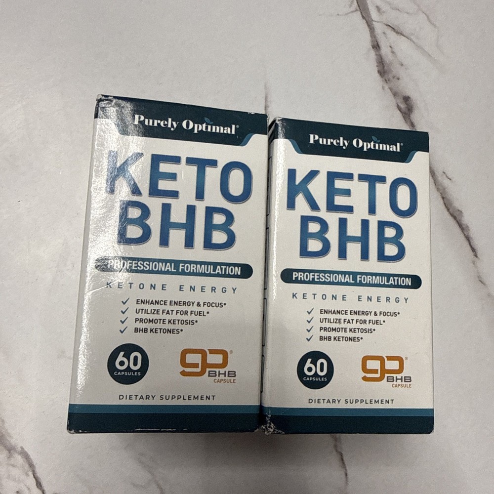 Lot 2 X Purely Optimal Keto BHB Advanced Formulation Ketone Energy 60 Ct Each