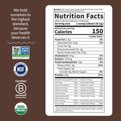 Meal Replacement Shakes, Raw Organic, Chocolate Protein Powder 28 Servings