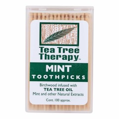Tea Tree Therapy Mint Toothpicks Infused with Tea Tree Oil 100 Ct Case of 12