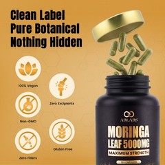 Moringa Leaf 5000mg • High Strength • Vegan Capsules • Multi Pack • UK • Ablabs
