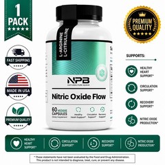Nitric Oxide Flow 1500mg 60 Capsules Nature’s Pure Blend Blood Flow Supplement