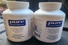 2 Bottles Nutrient 950 W/Vitamin K 180 Capsules Per Bottle Pure Encapsulations