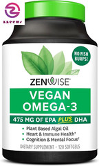Zenwise Vegan Omega-3 Plant Based Fish Oil Alternative Marine Algal Source for E