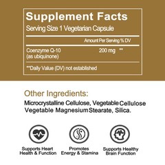 CoQ10 – Co Enzyme Pure Ubiquinone CQ10 Of Coenzyme Q10 200mg, 2 x 120 Capsules