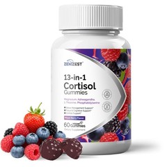ZeniZest Cortisol Reducer Gummies for Women Men – 13-in-1 Daily Cortisol Detox