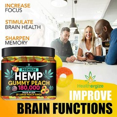 Natural Gummies Peach-Relax, Sleep, Calm, Anxiety, Pain, Muscle, Stress-USA Made
