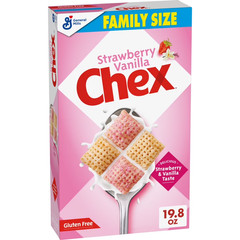 Pack of 2 Strawberry Vanilla Chex Breakfast Cereal Family Size 19.8oz Each.