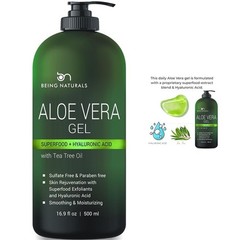 Aloe Vera Gel Natural Raw Moisturizer for Sunburn, Acne, Razor Bumps 16.9 fl.oz