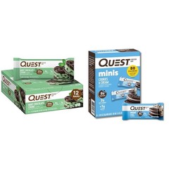 Quest Protein Bars Bundle – Mint Chocolate Chunk (12 Count) & Mini Cookies an…