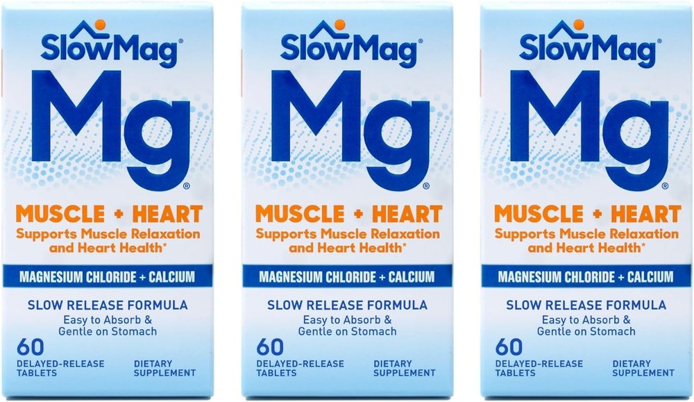 Slow Mag Magnesium Chloride and Calcium, 60 Tablets each (Value Pack of 3)
