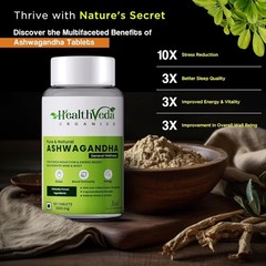 HEALTHVEDA Ashwagandha 1000Mg 60 Veg Tablets Immunity Energy Rejuvenates Mind