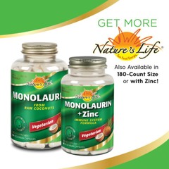 Nature’s Life Monolaurin Capsules, 990 mg | Vegetarian | 180 ct