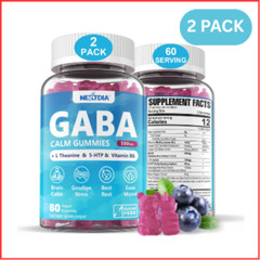 GABA GUMMIES with L Theanine 5-HTP Vitamins D3 B12 500mg 60ct 2 Pack NEXTDIA
