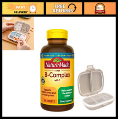 Super B Complex Vitamins 460 Tablets + Pill Organizer – Energy & Metabolism Supp