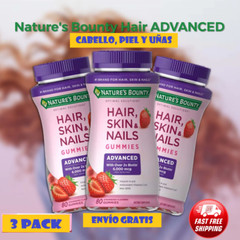 3 Pack Hair, Skin & Nails Gummies 6000 mcg 240 count (3×80) Advanced 2 x Biotin
