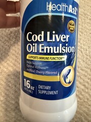 HealthA2Z® Cod Liver Oil with Vitamins A, D, and E, 16oz – 94 Servings – Cherry