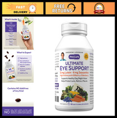 Ultimate Eye Support Softgels – 60 Count, 12mg Lutein, 6mg Zeaxanthin, Bilberry,