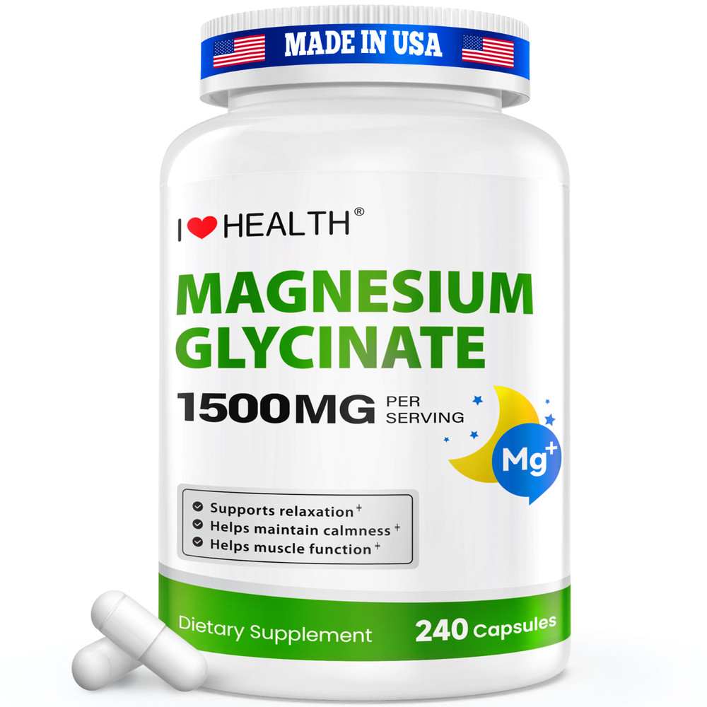 Magnesium Glycinate 1500mg – 240 Capsules– High Absorption Magnesium Supplement