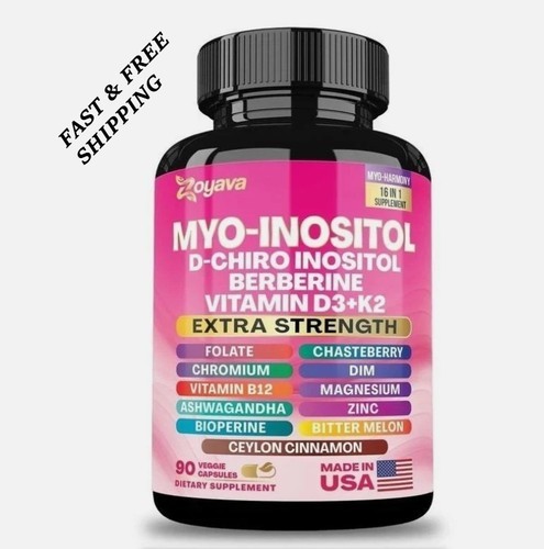 NEW Zoyava Myo-Inositol D-Chiro Inositol Berberine D3+K2 -90Caps – Free Shipping
