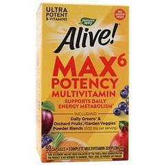Nature’s Way Alive! Max6 Daily Multi-Vitamin – Max Potency No Iron 90 vcaps