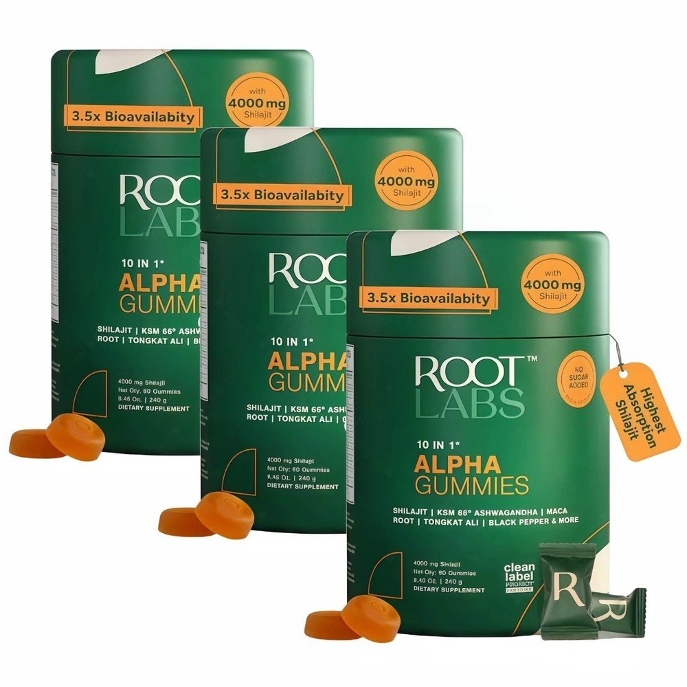 NEW 3Pack Alpha Shilajit Gummies 4000mg | 60 Count | Herbal & Supplement