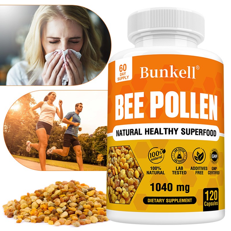 Bunkell Natural Bee Pollen 1040mg Supplement – 120 Veggie Capsules,60 Day Supply