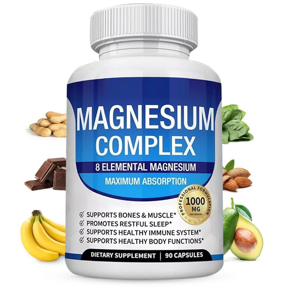 Enhanced Magnesium Glycinate Complex 1000mg – 90 Capsules 8 elements magnesium