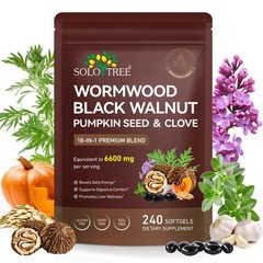 Wormwood Black Walnut Clove Cleanse for Humans, 6600mg Serving,18-in-1 Premium H