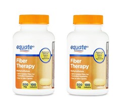 Equate Fiber Therapy Caplets 500mg Methylcellulose 100 Count Pack of 2