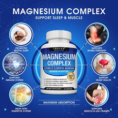 Magnesium Complex Supplement 8 Elemental 1000Mg – Magnesium Glycinate, Citrate,