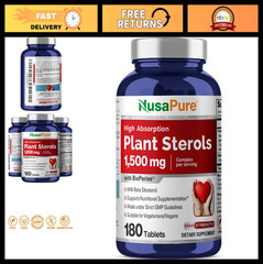 Plant Sterols 1500mg – 180 Vegan Tablets, Non-GMO, Beta Sitosterol & Bioperine